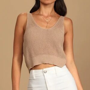 Lulu's Beige Knit Crop Top